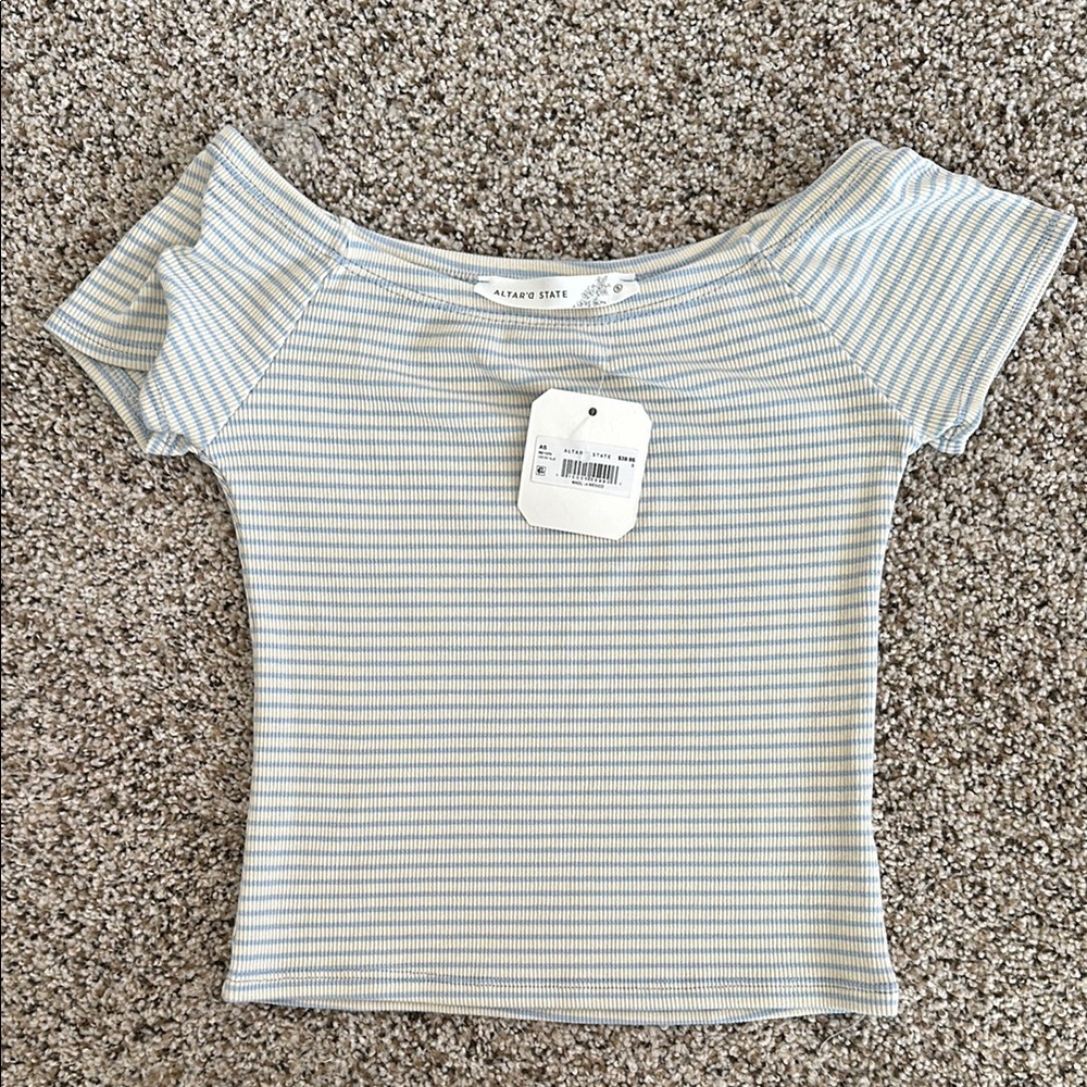 Multicolored Boat-Neck Crop Top